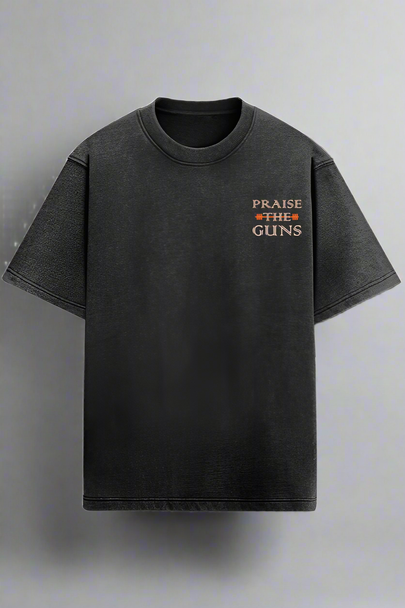 Praise The Guns Oversized Acid Wash T-Shirt