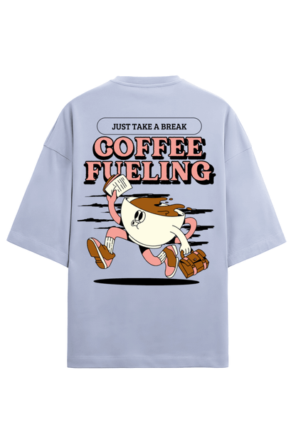 Coffee Fueling - Take a Break - Oversized Drop shoulder - Mongerize Coffee Fueling - Take a Break - Oversized Drop shoulder - White / S