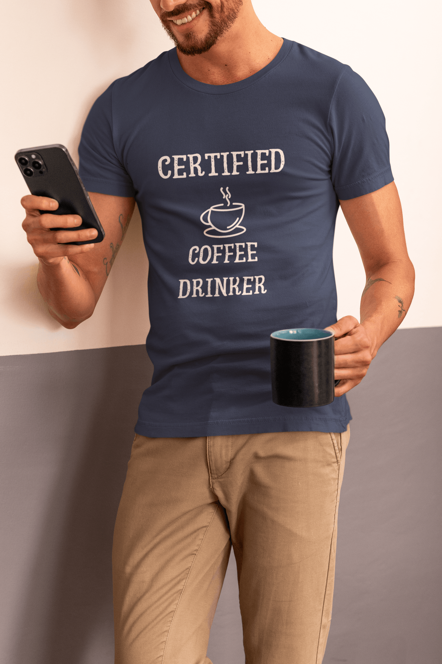 Certified Coffee Drinker - Mongerize Certified Coffee Drinker - Navy Blue / S